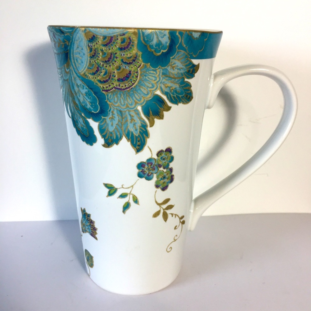 222 fifth Eliza tall white & blue mug new